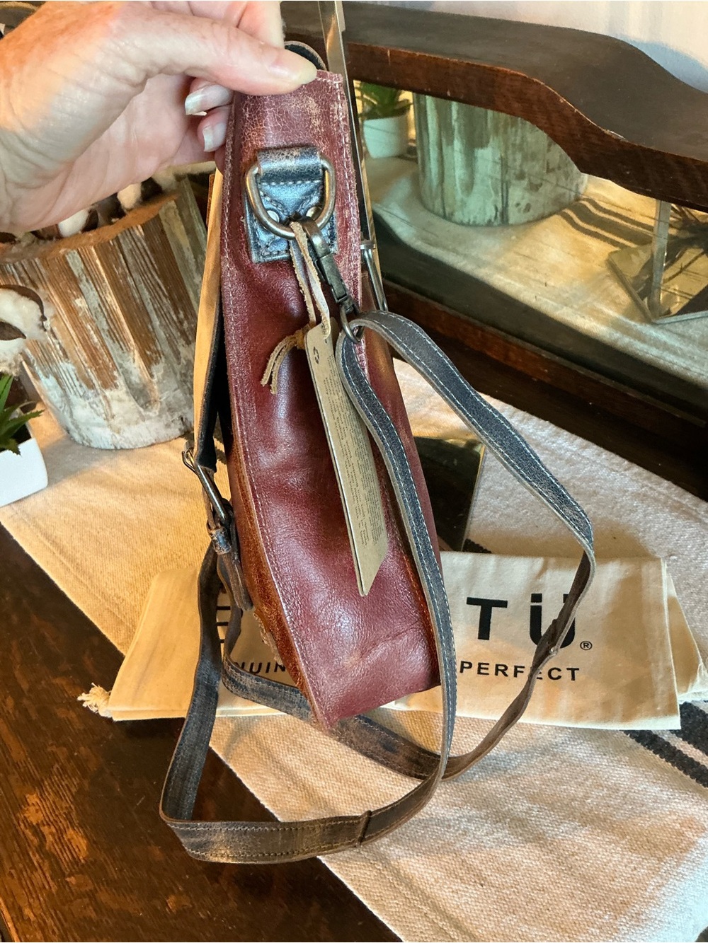 NWT Bed Stu Venice Beach Crossbody Bag Red White Blue Americana Lux MSRP $275 - Picture 7 of 13